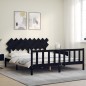vidaXL Estructura cama de matrimonio con cabecero madera maciza negro vidaXL Estructura cama de matrimonio con cabecero madera maciza negro