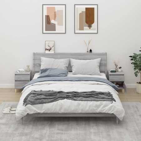vidaXL Mesitas de noche 2 unidades gris Sonoma 40x35x50 cm