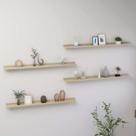 vidaXL Estantes de pared 4 unidades roble Sonoma 100x9x3 cm