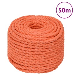 vidaXL Cuerda de trabajo polipropileno naranja 10 mm 50 m