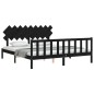 vidaXL Estructura cama de matrimonio con cabecero madera maciza negro vidaXL Estructura cama de matrimonio con cabecero madera maciza negro