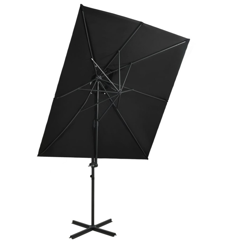 vidaXL Sombrilla voladiza con cubierta doble negra 250x250 cm vidaXL Sombrilla voladiza con cubierta doble negra 250x250 cm