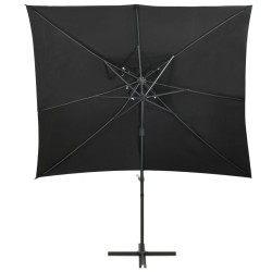vidaXL Sombrilla voladiza con cubierta doble negra 250x250 cm