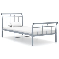 vidaXL Estructura de cama de metal gris 90x200 cm