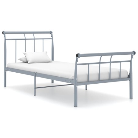 vidaXL Estructura de cama de metal gris 90x200 cm