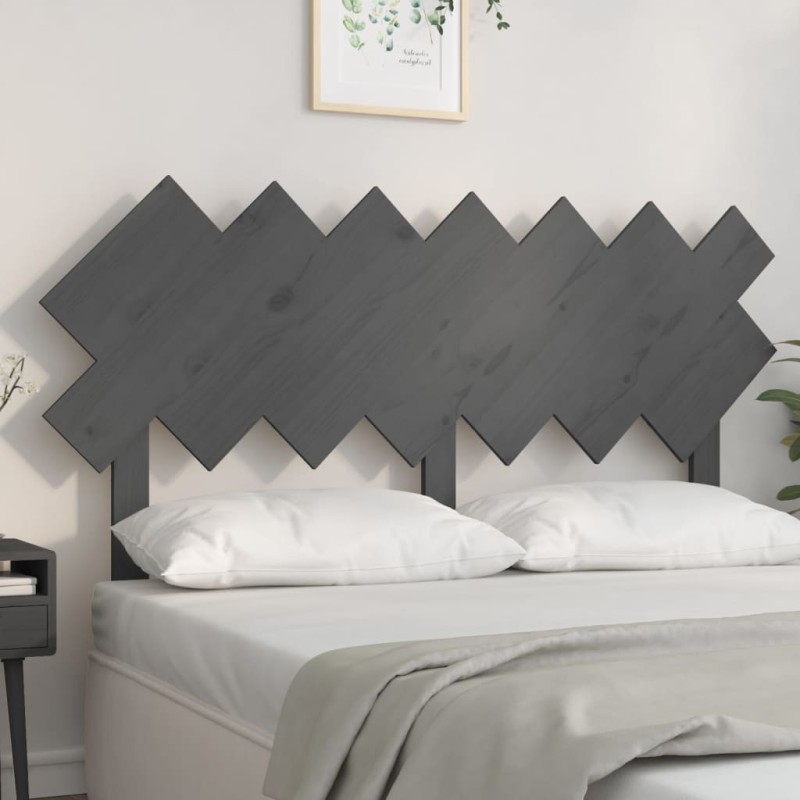 vidaXL Cabecero de cama madera maciza de pino gris 141x3x80,5 cm vidaXL Cabecero de cama madera maciza de pino gris 141x3x80,5 cm