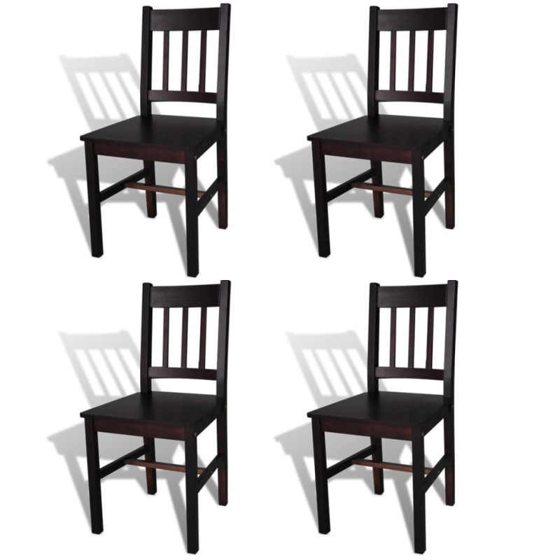 vidaXL Sillas de comedor 4 unidades madera de pino marrón oscuro vidaXL Sillas de comedor 4 unidades madera de pino marrón oscuro