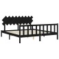 vidaXL Estructura cama de matrimonio con cabecero madera maciza negro vidaXL Estructura cama de matrimonio con cabecero madera maciza negro