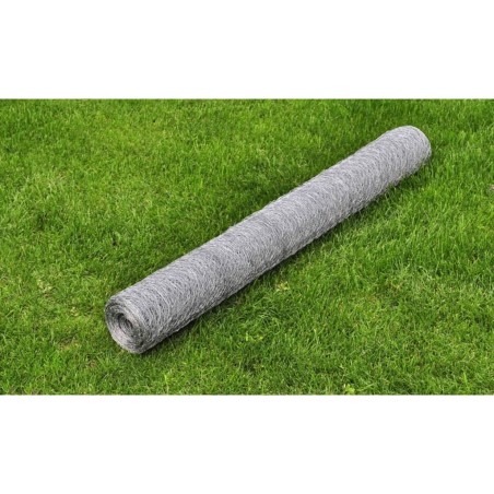 vidaXL Malla de alambre de acero galvanizado plateada 25x0,5 m