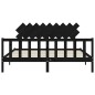 vidaXL Estructura cama de matrimonio con cabecero madera maciza negro vidaXL Estructura cama de matrimonio con cabecero madera maciza negro