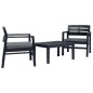 vidaXL Juego de muebles de jardín 3 piezas plástico gris antracita vidaXL Juego de muebles de jardín 3 piezas plástico gris antracita