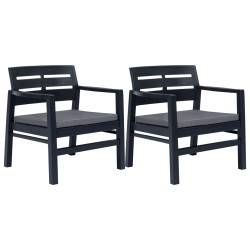 vidaXL Juego de muebles de jardín 3 piezas plástico gris antracita