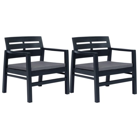 vidaXL Juego de muebles de jardín 3 piezas plástico gris antracita