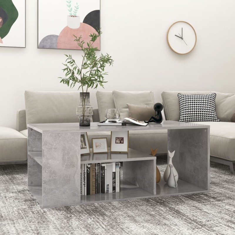 vidaXL Mesa de centro madera de ingeniería gris hormigón 100x50x40 cm vidaXL Mesa de centro madera de ingeniería gris hormigón 100x50x40 cm