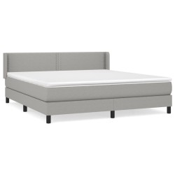 vidaXL Cama box spring con colchón tela gris claro 180x200 cm