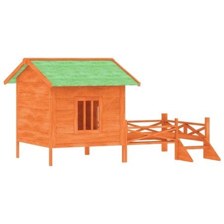 vidaXL Caseta para perros madera maciza de pino marrón 159x120x88,5 cm