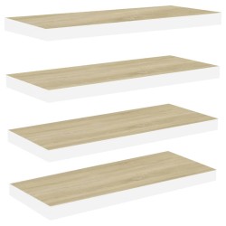 vidaXL Estante flotante pared 4 uds MDF roble y blanco 80x23,5x3,8 cm