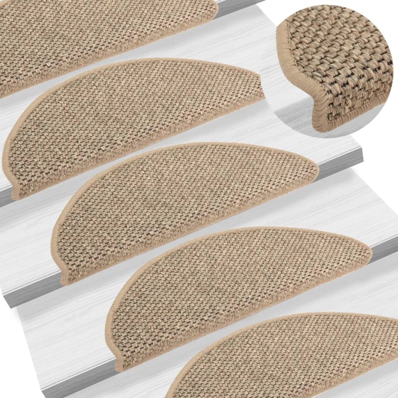 vidaXL Alfombrilla autoadhesiva escalera sisal 15 uds beige 65x21x4 cm vidaXL Alfombrilla autoadhesiva escalera sisal 15 uds beige 65x21x4 cm