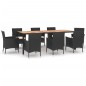 vidaXL Set de comedor de jardín 9 pzas y cojines ratán sintético negro vidaXL Set de comedor de jardín 9 pzas y cojines ratán sintético negro