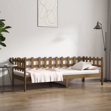vidaXL Sofá cama de madera maciza de pino marrón miel 90x190 cm