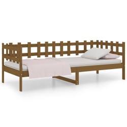 vidaXL Sofá cama de madera maciza de pino marrón miel 90x190 cm
