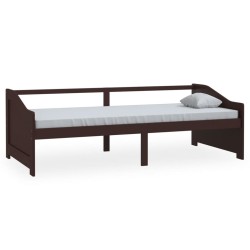 vidaXL Sofá cama 3 plazas madera maciza pino marrón oscuro 90x200 cm