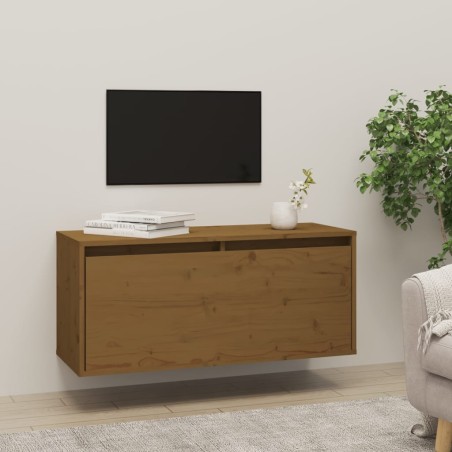 vidaXL Armario de pared madera maciza de pino marrón miel 80x30x35 cm