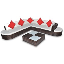 vidaXL Set muebles de jardín 8 piezas y cojines ratán sintético marrón