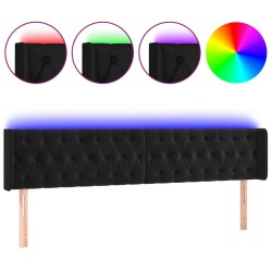 vidaXL Cabecero con LED de terciopelo negro 203x16x78/88 cm