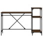 vidaXL Escritorio con estantes hierro madera roble marrón 135x50x90 cm vidaXL Escritorio con estantes hierro madera roble marrón 135x50x90 cm