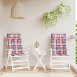 vidaXL Cojines de silla respaldo alto 2 uds tela Oxford a cuadros rojo
