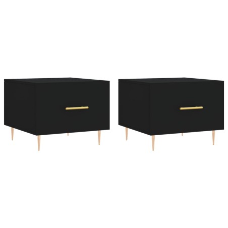 vidaXL Mesas de centro 2 uds madera de ingeniería negro 50x50x40 cm