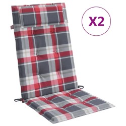 vidaXL Cojines de silla respaldo alto 2 uds tela Oxford a cuadros rojo