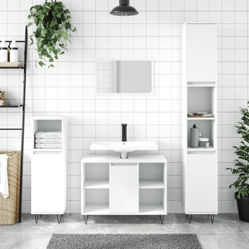 vidaXL Armario de baño madera de ingeniería blanco 30x30x100 cm vidaXL Armario de baño madera de ingeniería blanco 30x30x100 cm