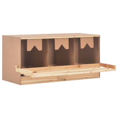 vidaXL Ponedero para gallinas 3 compartimentos madera pino 96x40x45 cm