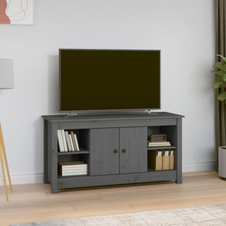 vidaXL Mueble de TV de madera maciza de pino gris 103x36,5x52 cm