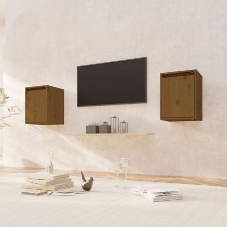 vidaXL Armario de pared 2 uds madera de pino marrón miel 30x30x40 cm