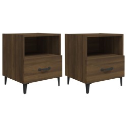 vidaXL Mesita de noche 2 uds madera contrachapada color roble marrón