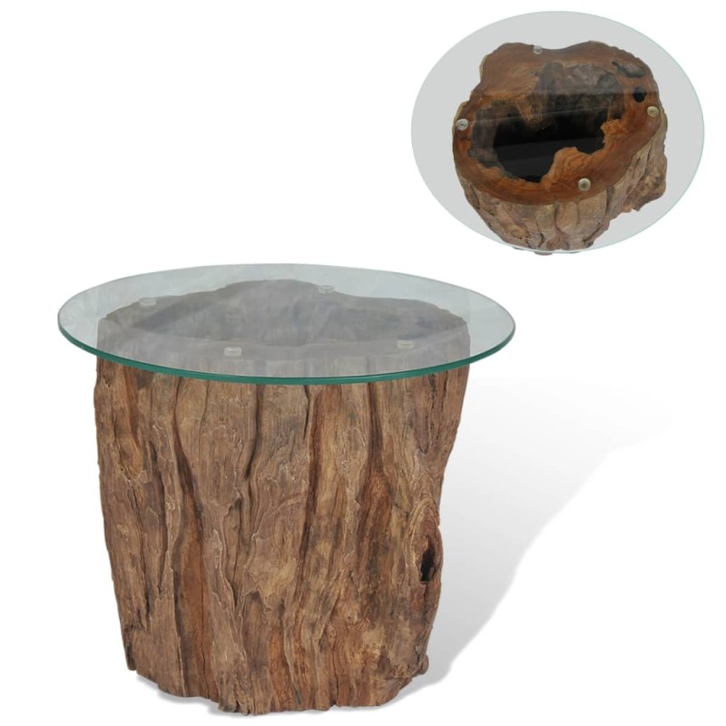 vidaXL Mesa de centro de teca y vidrio 50x40 cm vidaXL Mesa de centro de teca y vidrio 50x40 cm