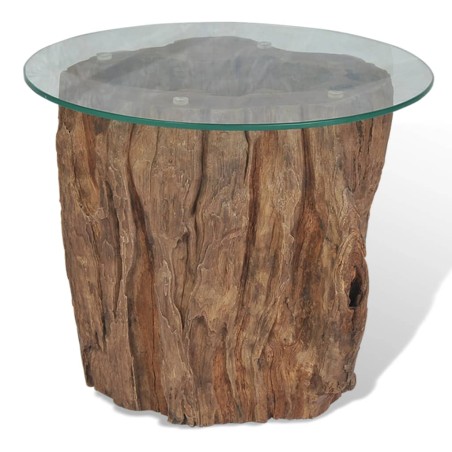 vidaXL Mesa de centro de teca y vidrio 50x40 cm