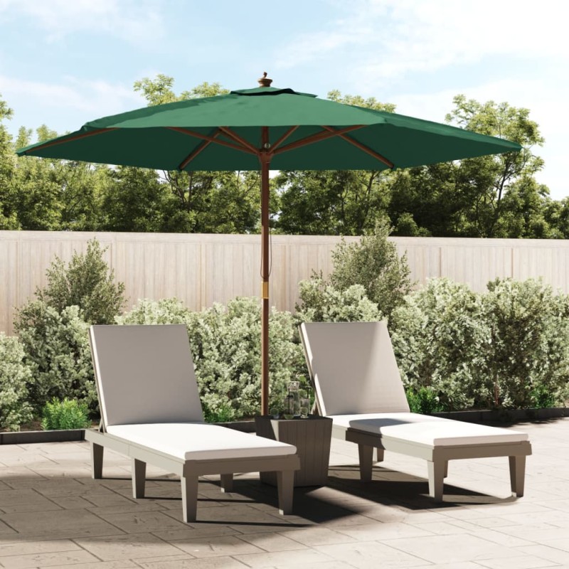 vidaXL Sombrilla de jardín con poste de madera verde 299x240 cm vidaXL Sombrilla de jardín con poste de madera verde 299x240 cm
