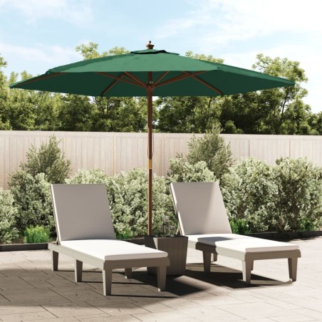 vidaXL Sombrilla de jardín con poste de madera verde 299x240 cm