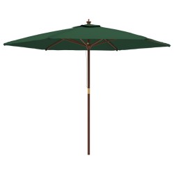 vidaXL Sombrilla de jardín con poste de madera verde 299x240 cm