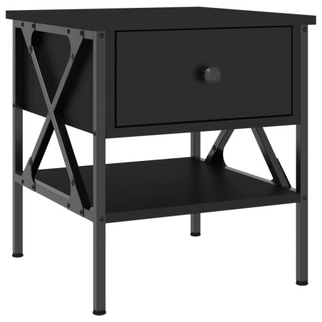 vidaXL Mesita de noche madera de ingeniería negro 40x42x45 cm
