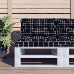 vidaXL Cojín para palés tela a cuadros negro 70x40x12 cm
