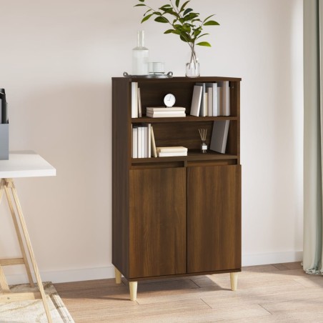 vidaXL Aparador alto madera contrachapada marrón roble 60x36x110 cm
