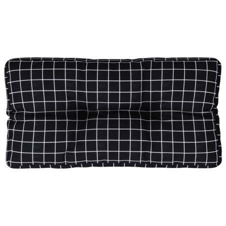 vidaXL Cojín para palés tela a cuadros negro 70x40x12 cm