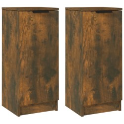 vidaXL Aparadores 2 uds madera contrachapada roble ahumado 30x30x70 cm