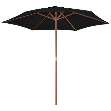vidaXL Sombrilla de jardín con palo de madera negra 270 cm 