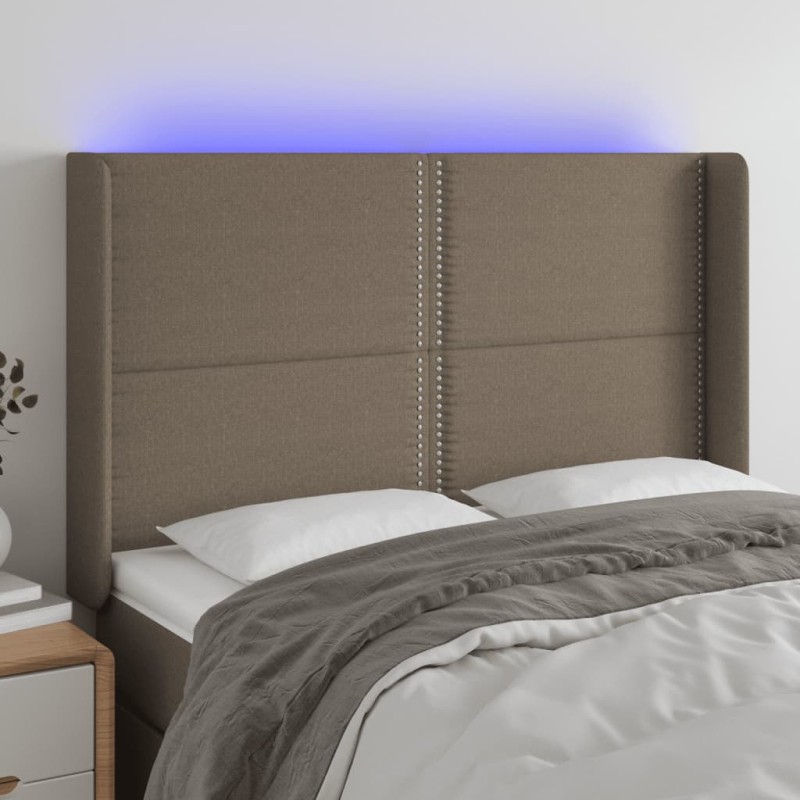 vidaXL Cabecero con LED de tela gris taupe 147x16x118/128 cm vidaXL Cabecero con LED de tela gris taupe 147x16x118/128 cm